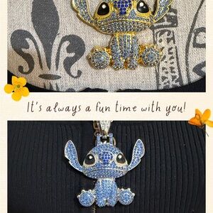 Stitch Gold and Blue Kids Necklace